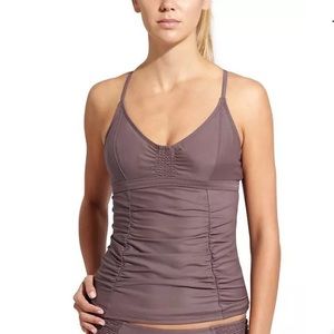 👗NWT Athleta Smocked Tankini Top dapple taupe